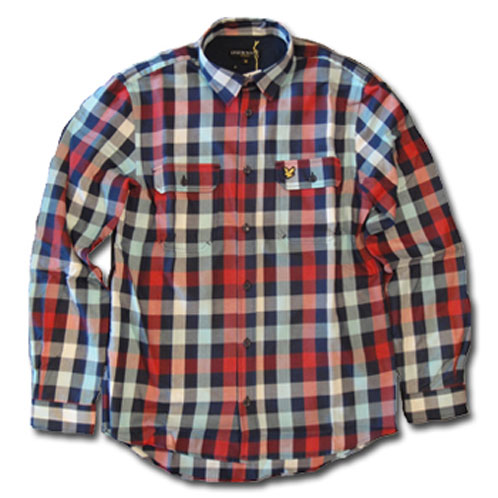 20%OFFセール 【販売期間 5/7 10:00〜5/16 9:59】 ライルアンドスコット LYLE＆SCOTT 正規販売店 BUTTON DOWN CHECK SHIRT ボタンダウンシャツ ブルーレッド D3_1