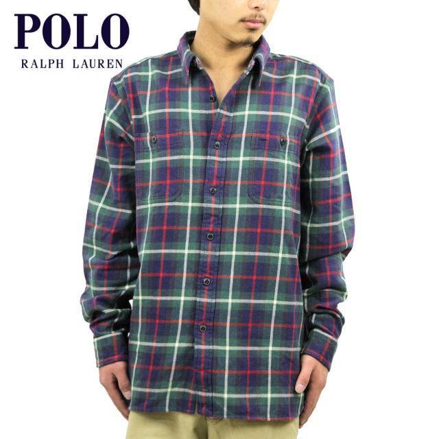 ポロ ラルフローレン シャツ メンズ 正規品 POLO RALPH LAUREN 長袖シャツ グリーン D35S45 クリスマス プレゼント ラッピング