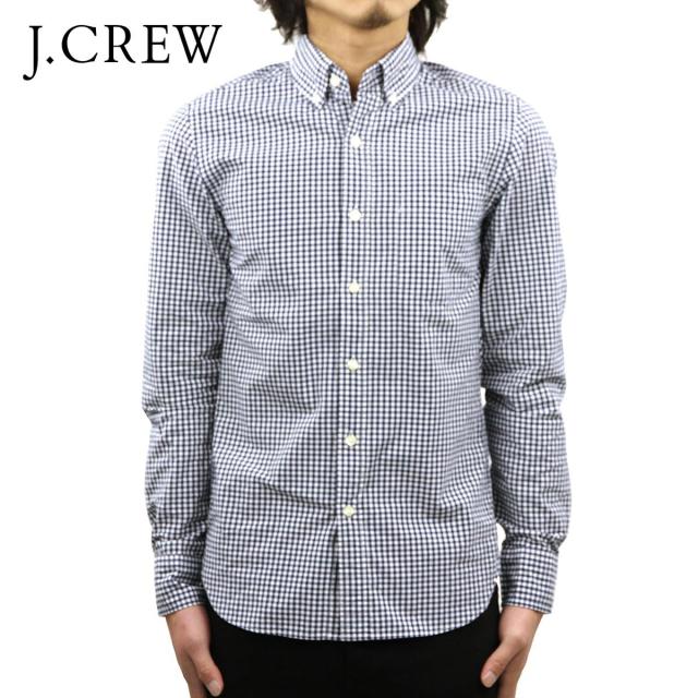40%OFFクーポンセール 【利用期間 9/9 10:00〜9/16 9:59】 ジェイクルー シャツ メンズ 正規品 J.CREW 長袖シャツ ボタンダウンシャツ SLIM WASHED GINGHAM SHIRT NAVY-WHITE