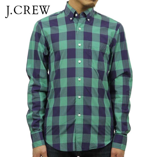 ジェイクルー シャツ メンズ 正規品 J.CREW 長袖シャツ ボタンダウンシャツ SLIM LIGHTWEIGHT SHIRT IN OVERSIZE GINGHAM GREEN D20S30 クリスマス プレゼント ラッピング