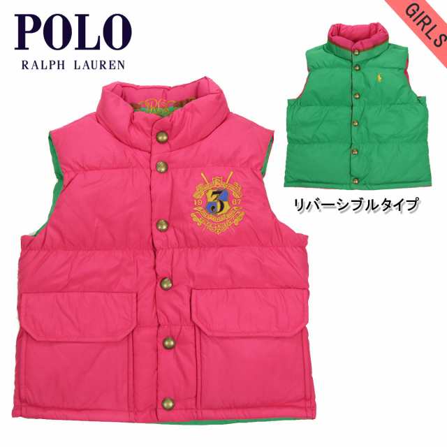 40%OFFセール 【販売期間 11/3 0:00〜11/3 23:59】 ポロ ラルフローレン キッズ POLO RALPH LAUREN  CHILDREN 正規品 子供服 ガールズ リバーシブルダウンベスト Reversible Down Vest #22470006 HOT PINK  ...