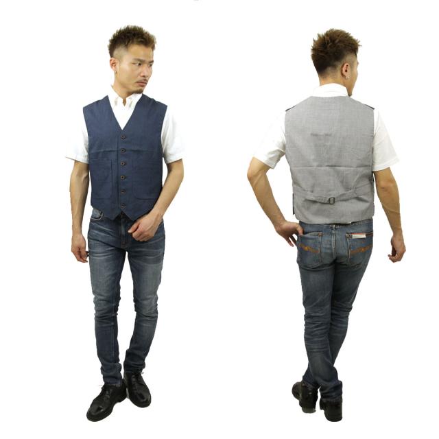 ヌーディージーンズ Nudie Jeans 正規販売店 メンズ ジレ Eino WaistCoat 160284 Blue on Grey D15S25 クリスマス プレゼント ラッピング ヌーディージーンズ Nudie Jeans 正規販売店 メンズ ジレ Eino