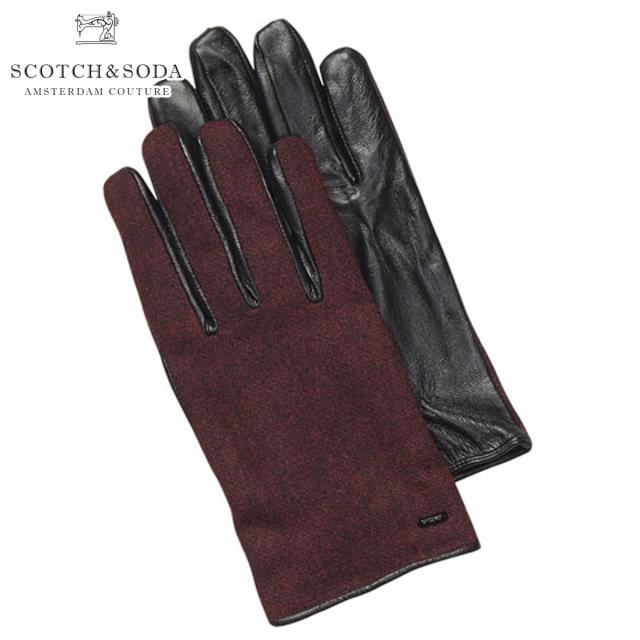 スコッチアンドソーダ 手袋 メンズ 正規販売店 SCOTCH＆SODA グローブ Woolen gloves with leather details 79180 320 D15S25 クリスマス プレゼント ラッピング