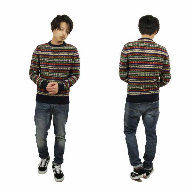 フランクリン マーシャル セーター メンズ 正規販売店 FRANKLIN＆MARSHALL CREW NECK SWEATER ETNO ISLE KNMAL081 1660 6020 D15S25