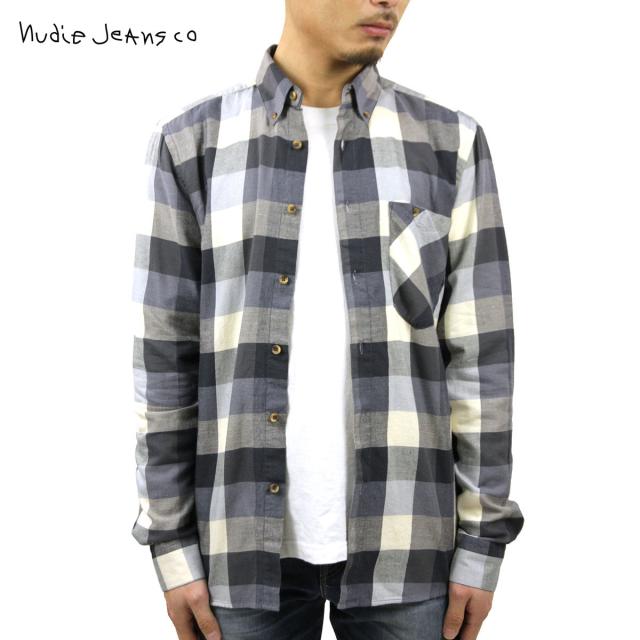 ヌーディージーンズ シャツ メンズ 正規販売店 Nudie Jeans 長袖シャツ Stanley Blue 140340 D15S25 クリスマス プレゼント ラッピング