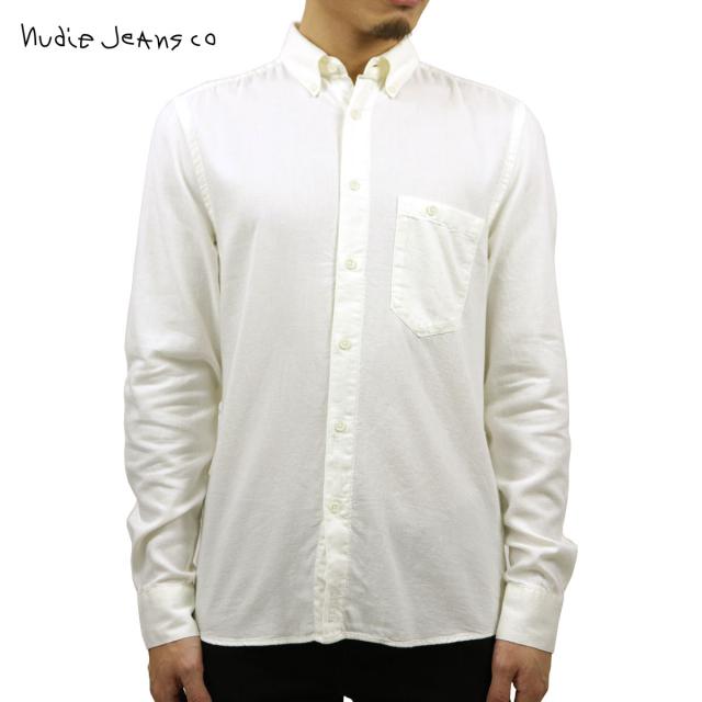 ヌーディージーンズ シャツ メンズ 正規販売店 Nudie Jeans 長袖シャツ Stanley 140377 3025 Offwhite D15S クリスマス プレゼント ラッピング