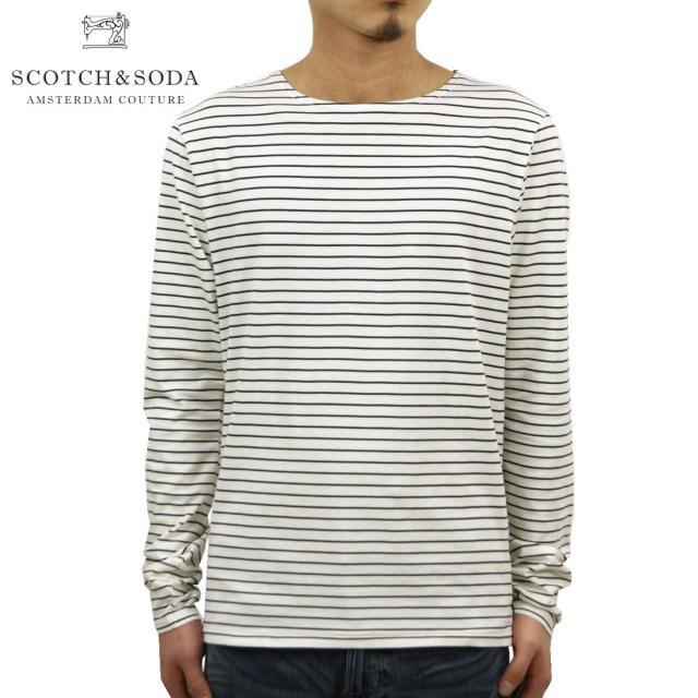 スコッチアンドソーダ ロンT メンズ 正規販売店 SCOTCH＆SODA 長袖Tシャツ Longsleeve boat tee with all-over printed stripe 130819 02 D15S25 クリスマス プレゼント ラッピング