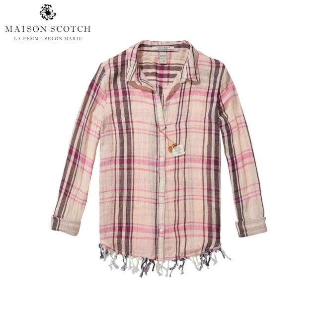 20%OFFセール 【販売期間 12/13 0:00〜12/19 9:59】 メゾンスコッチ MAISON SCOTCH 正規販売店 レディース 長袖シャツ Lightweight checked shirt with クリスマス プレゼント ラッピング