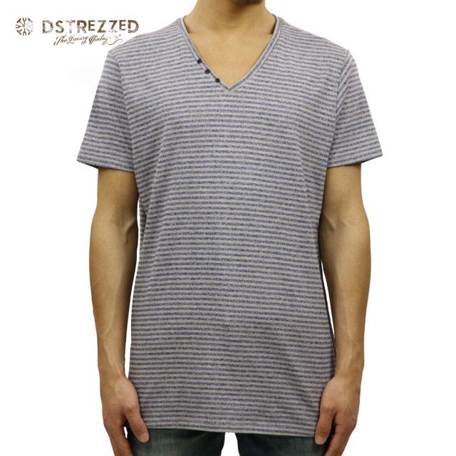 ディストレス Tシャツ 正規販売店 DSTREZZED 半袖Tシャツ V-neck s/s Y/D stripe melange 202192 94 D15S25 クリスマス プレゼント ラッピング