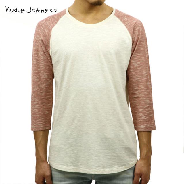 ヌーディージーンズ ロンT メンズ 正規販売店 Nudie Jeans 長袖Tシャツ Quarter Sleeve Tee Offwhite/Red 131407 D00S15 クリスマス プレゼント ラッピング