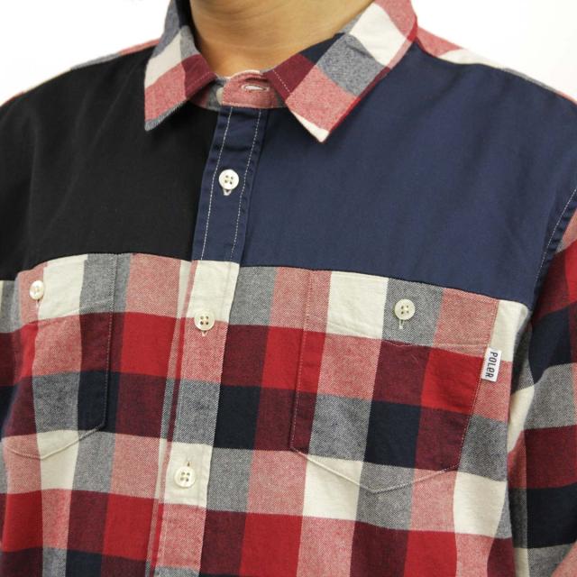 20%OFFセール 【販売期間 5/7 10:00〜5/16 9:59】 ポーラー シャツ メンズ 正規販売店 POLER 長袖シャツ MEN’S BUFFALO PILE WOVEN 637102-RED RED D00S20_2