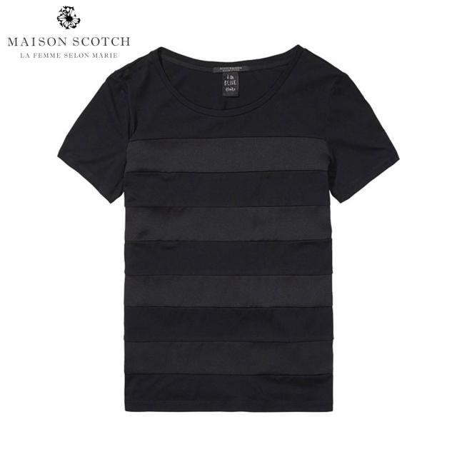 【ポイント10倍 12/13 0:00〜12/19 9:59】 メゾンスコッチ MAISON SCOTCH 正規販売店 レディース 半袖Tシャツ Short sleeve tee with woven stripe panels 102148 04 D00S20 クリスマス プレゼント ラッピング