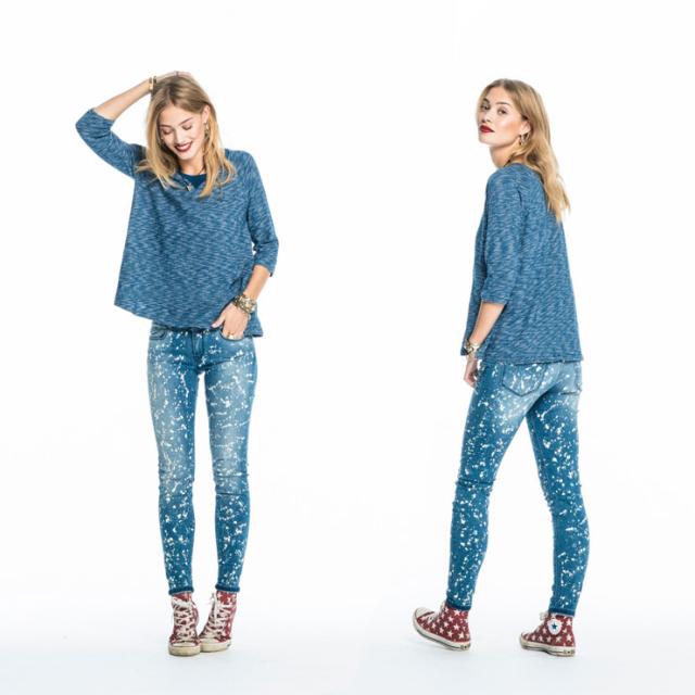 【ポイント10倍 4/23 0:00〜4/29 9:59】 メゾンスコッチ MAISON SCOTCH 正規販売店 レディース 七分袖Tシャツ Striped indigo Tee in A-line fit. 100221 A D00S20_1
