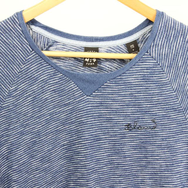 【ポイント10倍 4/23 0:00〜4/29 9:59】 メゾンスコッチ MAISON SCOTCH 正規販売店 レディース 七分袖Tシャツ Striped indigo Tee in A-line fit. 100221 A D00S20_3