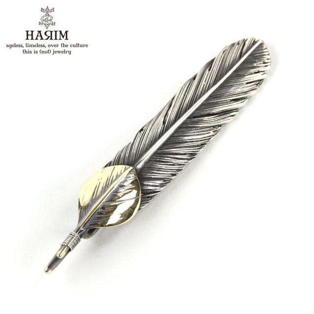 ハリム HARIM ペンダントトップ（チェーン別売り） HARIM FEATHER CENTER M HRT004 WH/OX SILVER 925 OXIDIZED BLACK with 18K GOLD HEART FEATHER