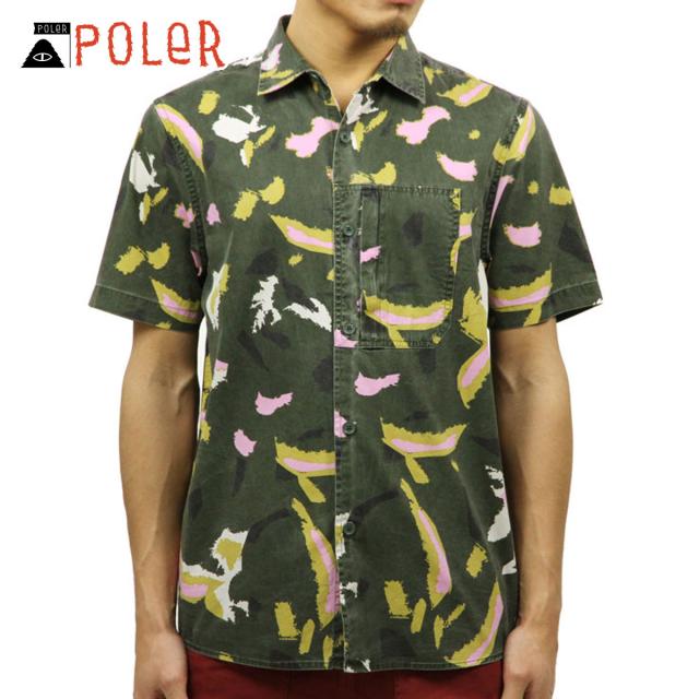 15%OFFクーポンセール 【利用期間 5/7 10:00〜5/16 9:59】 ポーラー シャツ メンズ 正規販売店 POLER 半袖シャツ TREETOP S/S WOVEN 717101-LFG LEAF GREEN D00S15