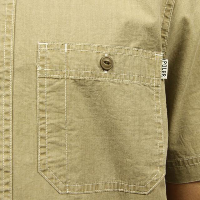 【ポイント10倍 5/7 10:00〜5/16 9:59】 ポーラー シャツ メンズ 正規販売店 POLER 半袖シャツ WASHED UP S/S WOVEN 717105-TTN TAHITI TAN D00S15_5