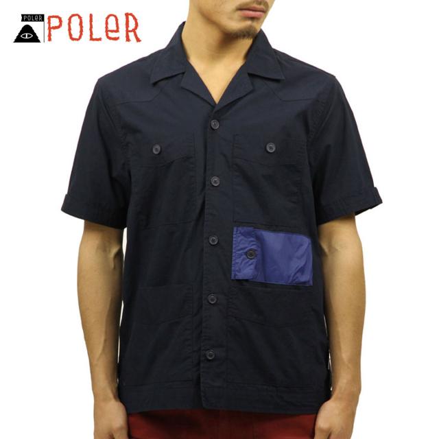 【ポイント10倍 5/7 10:00〜5/16 9:59】 ポーラー シャツ メンズ 正規販売店 POLER 半袖シャツ KEROUAC S/S WOVEN 717107-NVY NAVY D00S15