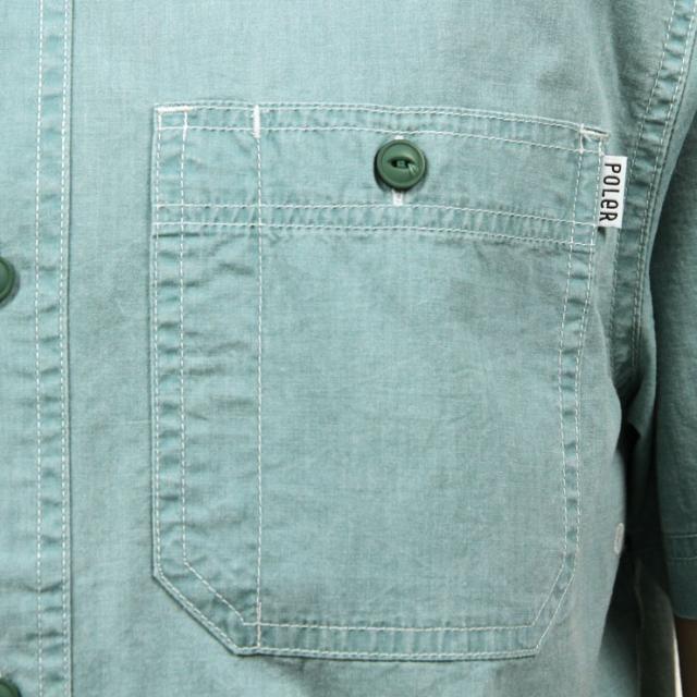 ポーラー シャツ メンズ 正規販売店 POLER 長袖シャツ WASHED UP L/S WOVEN 717106-GRN GREEN_5
