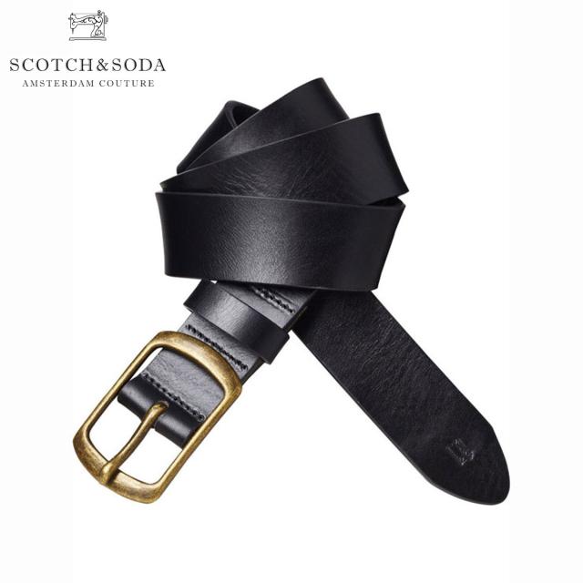 【ポイント10倍 2/18 10:00〜2/25 9:59】 スコッチアンドソーダ SCOTCH＆SODA 正規販売店 メンズ ベルト LEATHER BELT 136657 0008 BLACKの通販は 6,699円