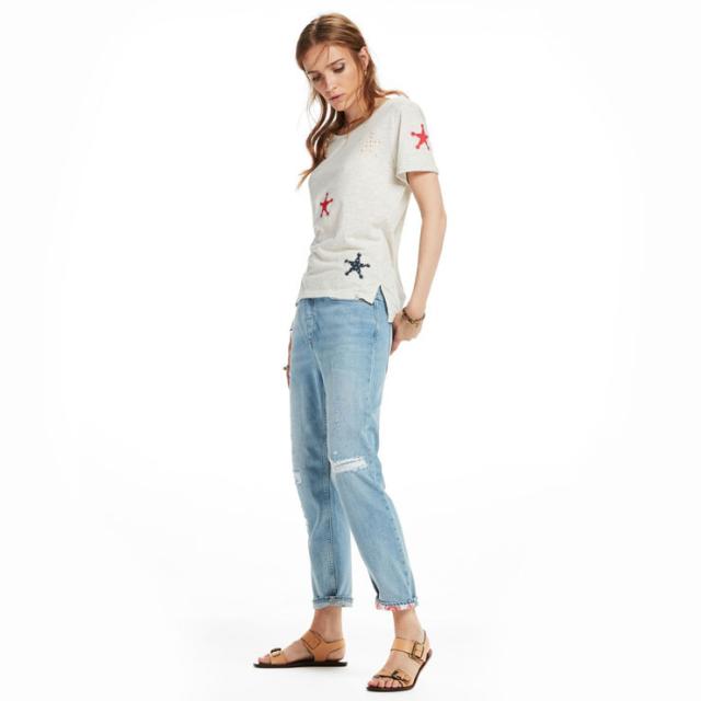 20%OFFセール 【販売期間 6/12 10:00〜6/21 9:59】 メゾンスコッチ MAISON SCOTCH 正規販売店 レディース 半袖Tシャツ PATCHED STARS T-SHIRT 134878 17 COMBO A D00S15 父の日 プレゼント ラッピング_4