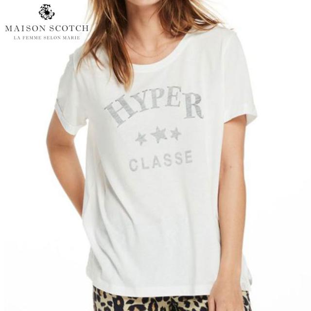 20%OFFセール 【販売期間 2/18 10:00〜2/25 9:59】 メゾンスコッチ MAISON SCOTCH 正規販売店 レディース 半袖Tシャツ TEXT PRINT T-SHIRT 137360 1 OFF WHI D00S15の通販は