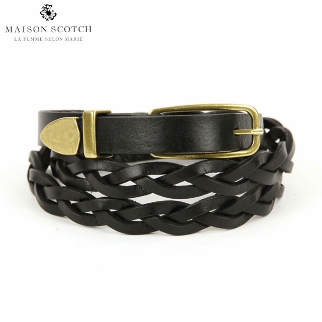 メゾンスコッチ MAISON SCOTCH 正規販売店 レディース ベルト BRAIDED LEATHER BELT 137487 8 BLACK D00S15