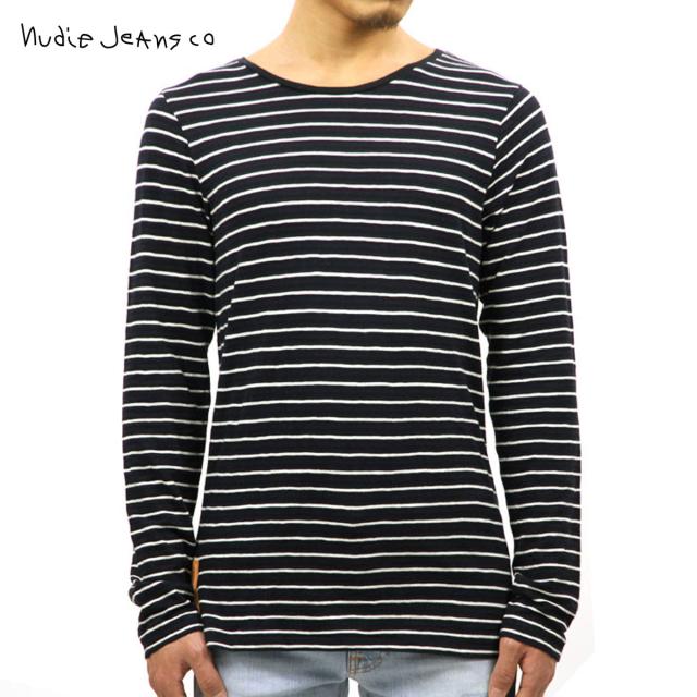 ヌーディージーンズ ロンT メンズ 正規販売店 Nudie Jeans 長袖Tシャツ ORVAR LONGSLEEVE TEE BLACK/BEIGE B54 131513 クリスマス プレゼント ラッピング