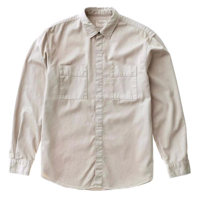 ヌーディージーンズ シャツ メンズ 正規販売店 Nudie Jeans 長袖シャツ CALLE SHIRT SAND B35 140476 D00S15 父の日 プレゼント ラッピング_2