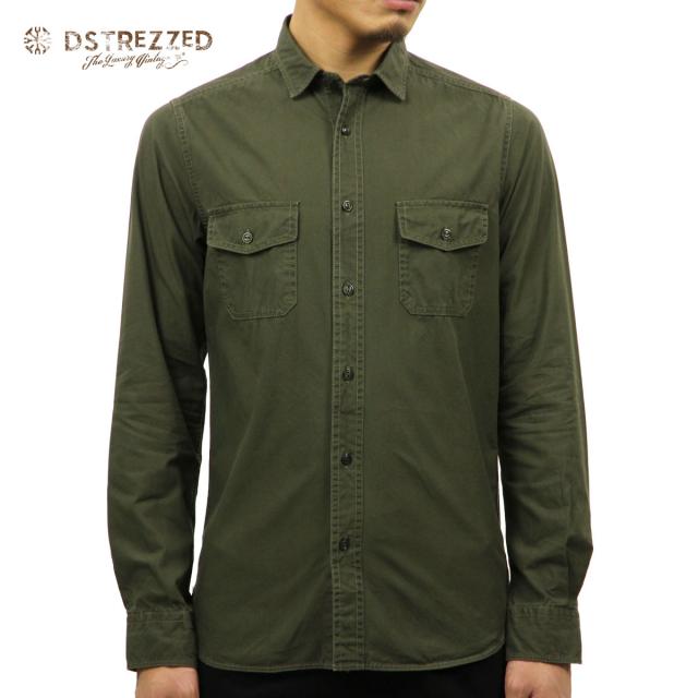ディストレス シャツ メンズ 正規販売店 DSTREZZED 長袖シャツ SHIRT FINE TWILL SHIRT 303115 11 ARMY GREEN クリスマス プレゼント ラッピング