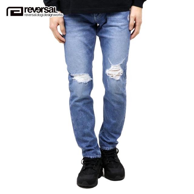 リバーサル ジーンズ メンズ 正規販売店 REVERSAL rvddw  ジーパン GI STRETCH DAMAGE DENIM rv17aw007 LIGHT INDIGO BLUE クリスマス プレゼント ラッピング