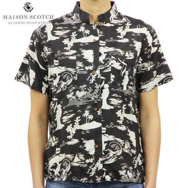 20%OFFセール 【販売期間 12/13 0:00〜12/19 9:59】 メゾンスコッチ MAISON SCOTCH 正規販売店 レディース 半袖シャツ SOUVENIR SHIRT IN DRAPY RICH QLTY 141471 17 51816 COMBO A D クリスマス プレゼント ラッピング