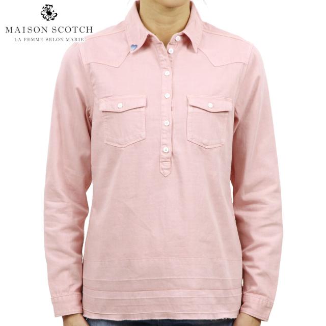 20%OFFクーポンセール 【利用期間 12/13 0:00〜12/19 9:59】 メゾンスコッチ MAISON SCOTCH 正規販売店 レディース 長袖 プルオーバー デニムシャツ DENIM BLOUSE WITH OVER-DYE 142903 0643 51822 CHERRY D クリスマス プレゼント ラッピング
