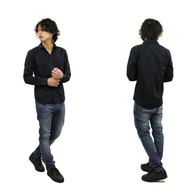 20%OFFクーポンセール 【利用期間 6/12 10:00〜6/21 9:59】 ヌーディージーンズ シャツ メンズ 正規販売店 Nudie Jeans 長袖シャツ ワークシャツ HENRY LONG SLEEVE SHIRT NAVY B25 140501 父の日 プレゼント ラッピング_8