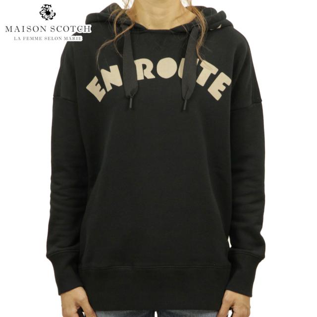 20%OFFセール 【販売期間 12/13 0:00〜12/19 9:59】 メゾンスコッチ MAISON SCOTCH 正規販売店 レディース プルオーバーパーカー OVERSIZED HOODY WITH VARIOUS ARTWORKS 144580 08 63801 BLACK D クリスマス プレゼント ラッピング
