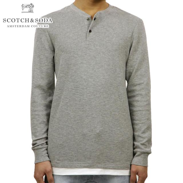 スコッチアンドソーダ SCOTCH＆SODA 正規販売店 メンズ 無地 長袖ヘンリーTシャツ FAKE DOUBLE-LAYER GRANDAD LONG SLEEVE HENRY TEE 148980 0606 GREY クリスマス プレゼント ラッピング