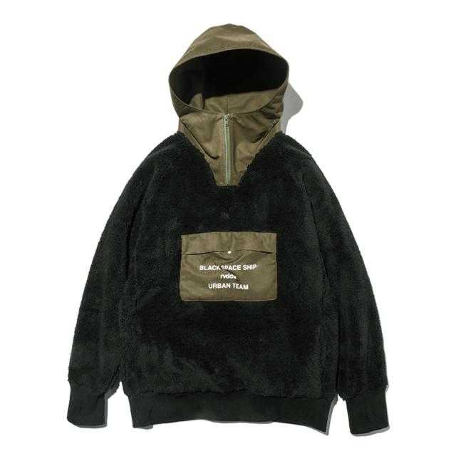 リバーサル パーカー メンズ 正規販売店 REVERSAL rvddw  ハーフジップアップパーカー  URBAN TEAM FLEECE HOODIE rv19aw006 BLACK 父の日 プレゼント ラッピング_2