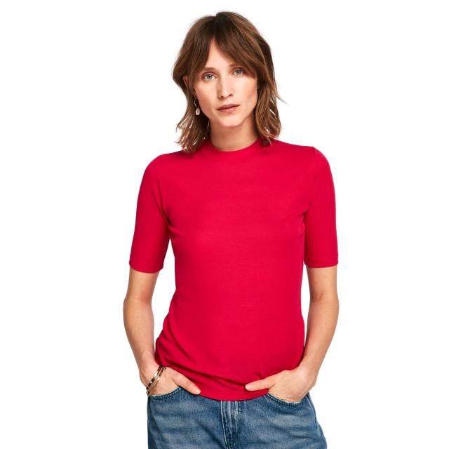 【ポイント10倍 4/23 0:00〜4/29 9:59】 メゾンスコッチ Tシャツ レディース 正規販売店 MAISON SCOTCH 半袖Tシャツ FITTED FEMININE HIGH NECK TEE PINK PI 150704 84410 15_4