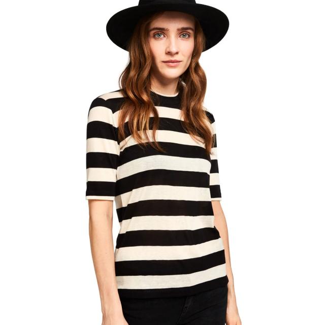 【ポイント10倍 4/23 0:00〜4/29 9:59】 メゾンスコッチ Tシャツ レディース 正規販売店 MAISON SCOTCH 半袖Tシャツ ボーダー柄 クルーネック FITTED FEMININE HIGH NECK TEE COMBO A 150704 84409 90_4