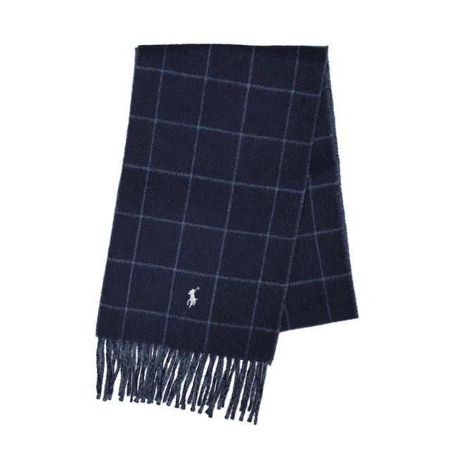ポロ ラルフローレン メンズ レディース マフラー 正規品 POLO RALPH LAUREN スカーフ リバーシブル ロゴ REVERSIBLE WINDOWPANE SCARF PC0743 443 CLASSIC NAVY