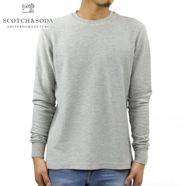 スコッチアンドソーダ Tシャツ ロンT メンズ 正規販売店 SCOTCH＆SODA 長袖Tシャツ クルーネックTシャツ TWILL-STRUCTURED JERSEY LONGSLEEVE TEE 155329 1161 13409 03 LIGHT GREY クリスマス プレゼント ラッピング