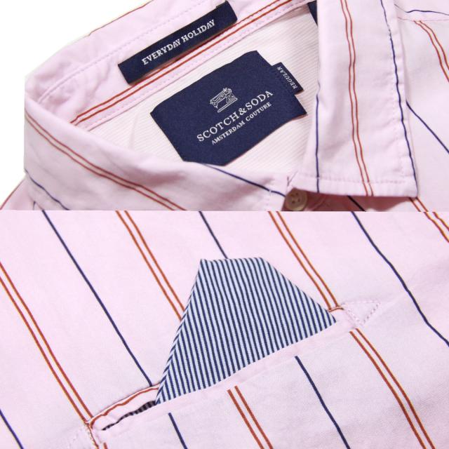 スコッチアンドソーダ ドレスシャツ メンズ 正規販売店 SCOTCH＆SODA 長袖シャツ CLASSIC POCHET ROLL-UP SLEEVE SHIRT 155163 0220 11423 19 COMBO D 父の日 プレゼント ラッピング_6