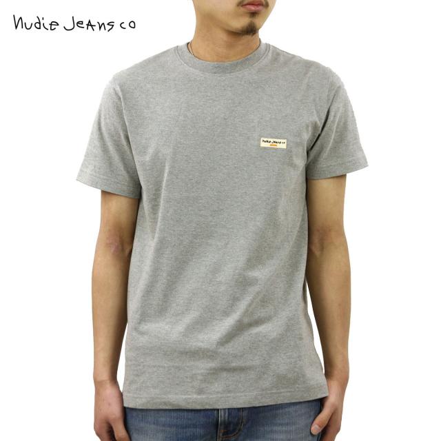 ヌーディージーンズ Tシャツ メンズ 正規販売店 Nudie Jeans 半袖Tシャツ クルーネックTシャツ DANIEL LOGO CREW TEE GREY MELANGE B04 131613の通販は