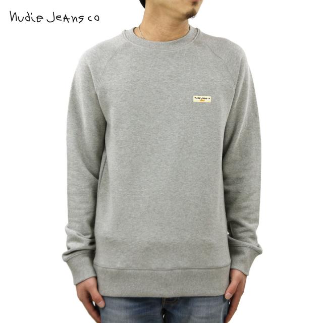 ヌーディージーンズ スウェット メンズ 正規販売店 Nudie Jeans トレーナー SAMUEL LOGO SWEATSHIRT CREW FLEECE GREY MELANGE B04 150380 クリスマス プレゼント ラッピング