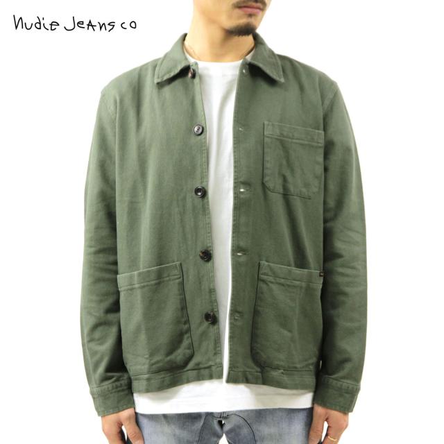 ヌーディージーンズ アウター メンズ 正規販売店 Nudie Jeans カバーオール BARNEY WORKER JACKET OLIVE G03 160 クリスマス プレゼント ラッピング