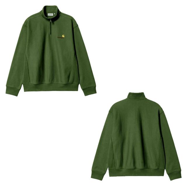 カーハート メンズ スウェット 正規品 CARHARTT WIP ハーフジップ トレーナー ロゴ HALF ZIP AMERICAN SCRIPT SWEATSHIRT TARRAGON I027014 2BRXX_2
