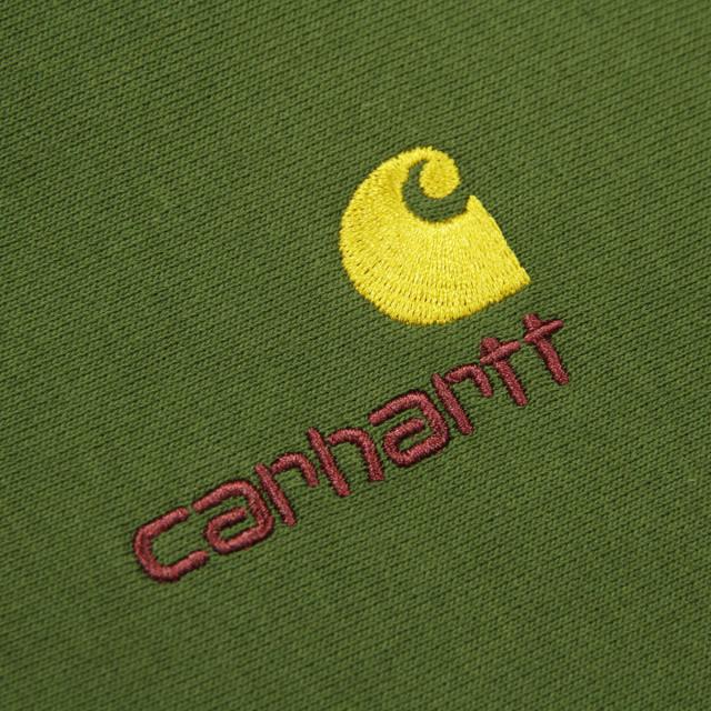 カーハート メンズ スウェット 正規品 CARHARTT WIP ハーフジップ トレーナー ロゴ HALF ZIP AMERICAN SCRIPT SWEATSHIRT TARRAGON I027014 2BRXX_4