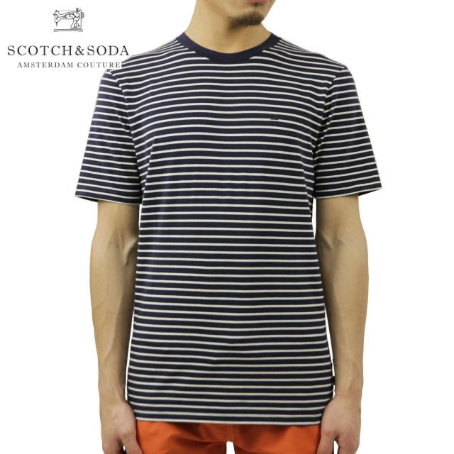 5%OFFセール 【販売期間 2/18 10:00〜2/25 9:59】 スコッチアンドソーダ Tシャツ メンズ 正規販売店 SCOTCH＆SODA クルーネック半袖Tシャツ ボーダー柄 BASIC NOS WIDER NECK ELASTANE BORDER TEE 154386 0217 COMBO Aの通販は