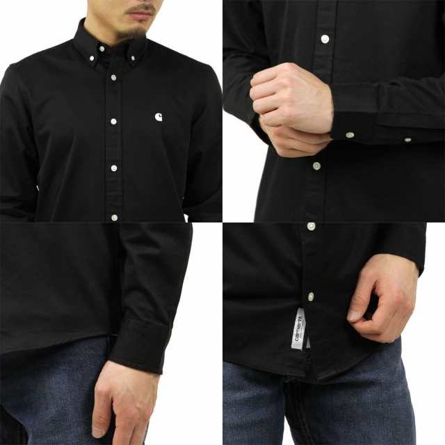 カーハート シャツ メンズ 正規販売店 CARHARTT WIP 長袖シャツ ボタンダウンシャツ LONG SLEEVE MADISON SHIRT  BLACK / WAX I023339 K02