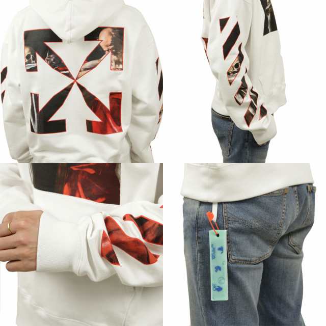 オフホワイト パーカー メンズ 正規品 OFF-WHITE プルオーバーパーカー カラバッジョ バックプリント CARAVAGGIO OVER  PULLOVER HOODIE W